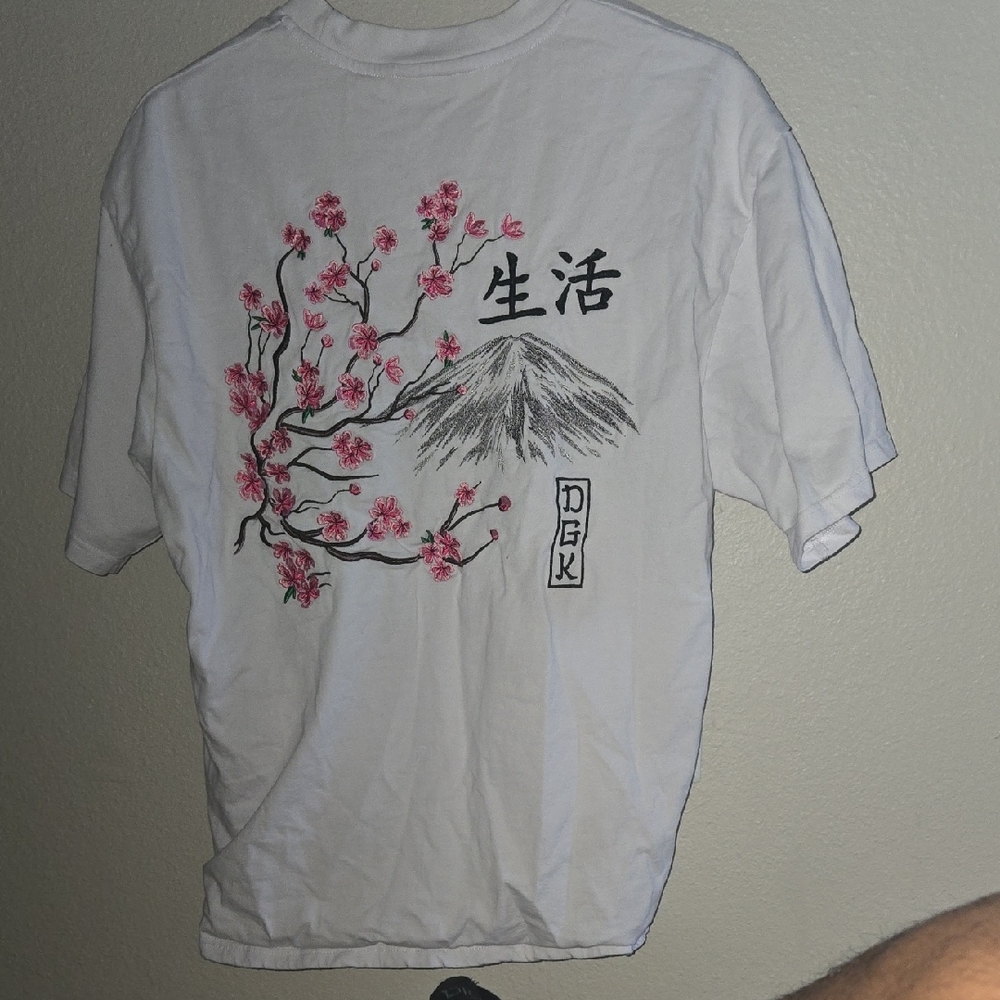 DGK White Graphic T-Shirt with Cherry Blossom Design